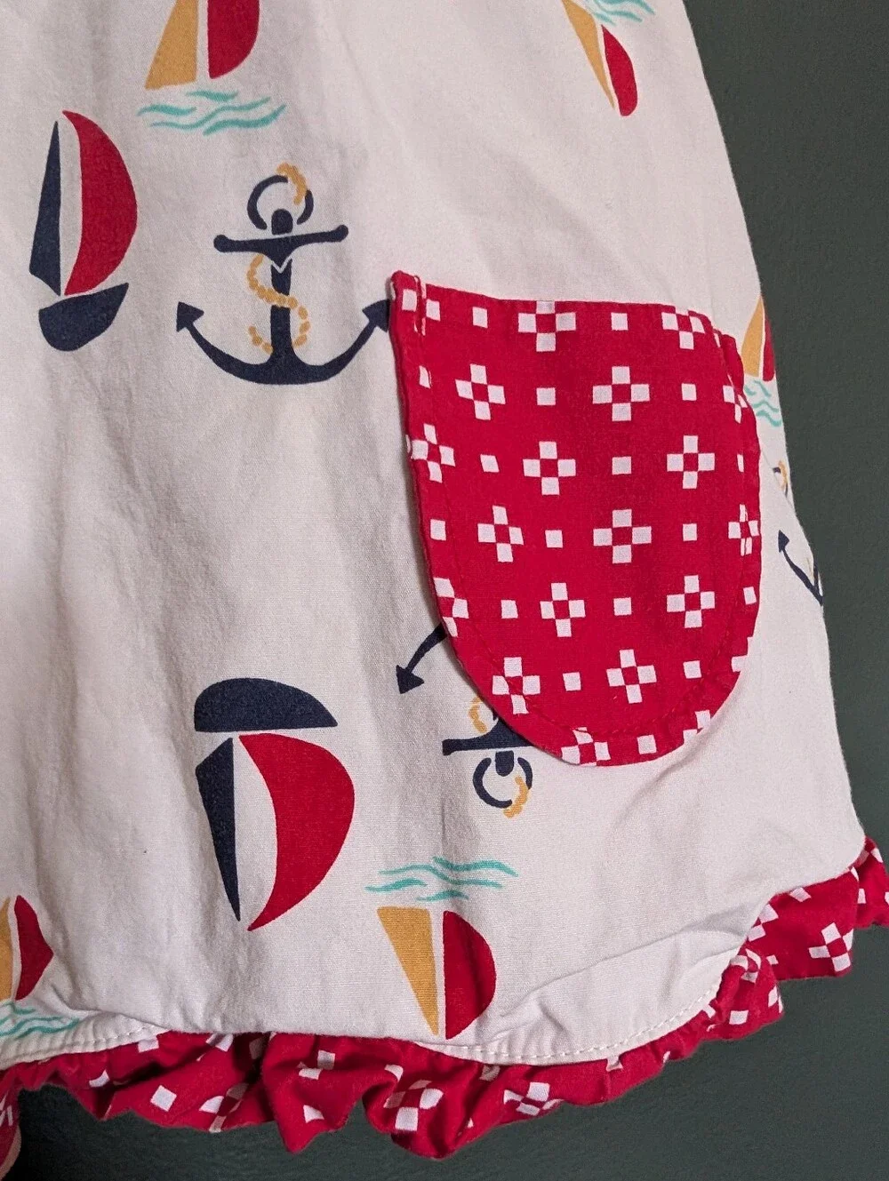 Hanna Andersson Girls' White Nautical Sailboat Pocket Dress And Matching Shorts